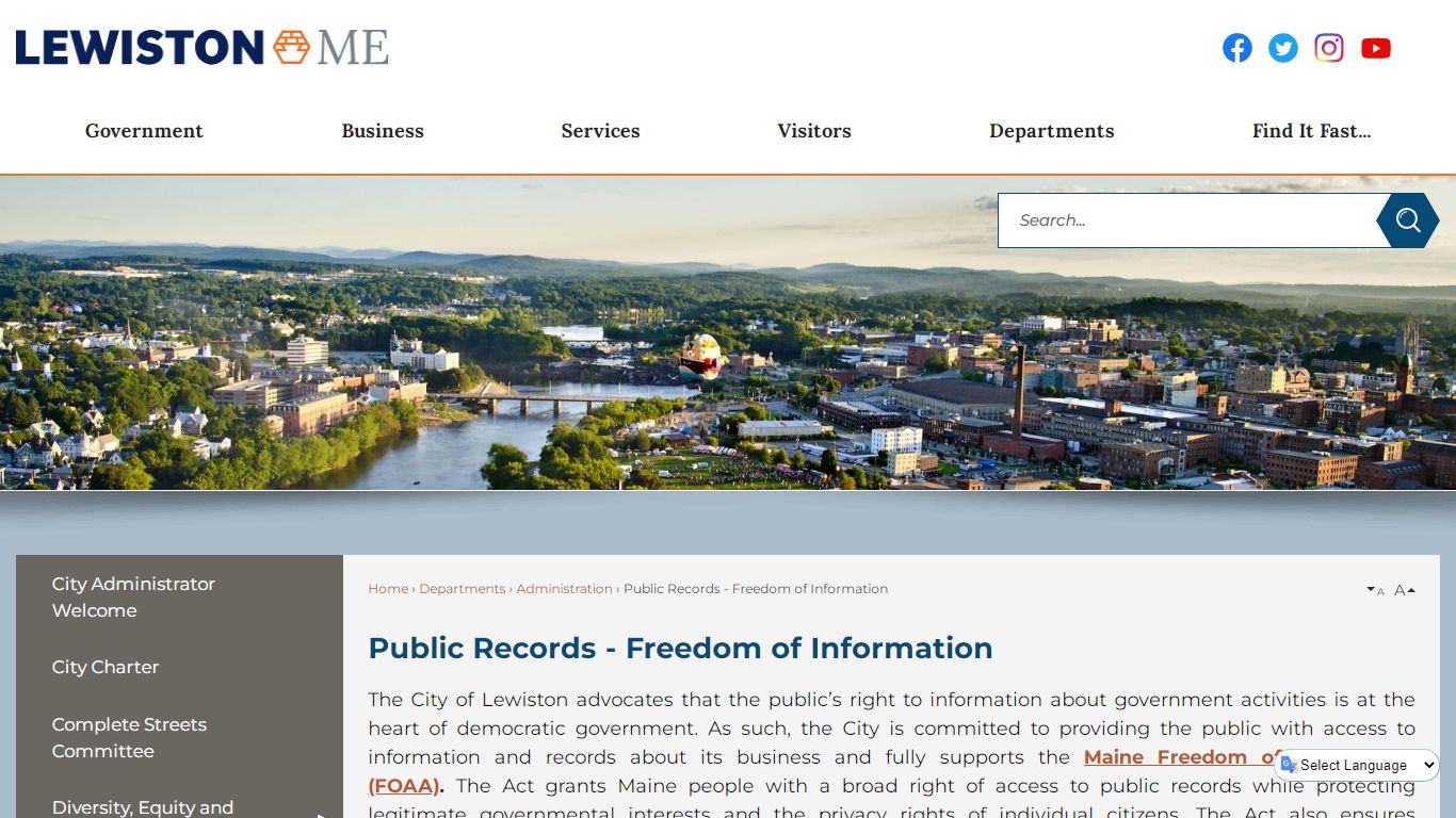 Public Records - Freedom of Information - Lewiston, Maine